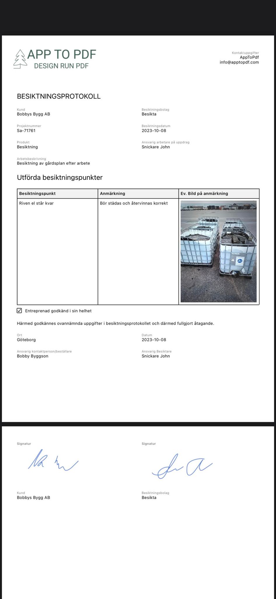 Digital inspection reports - AppToPDF